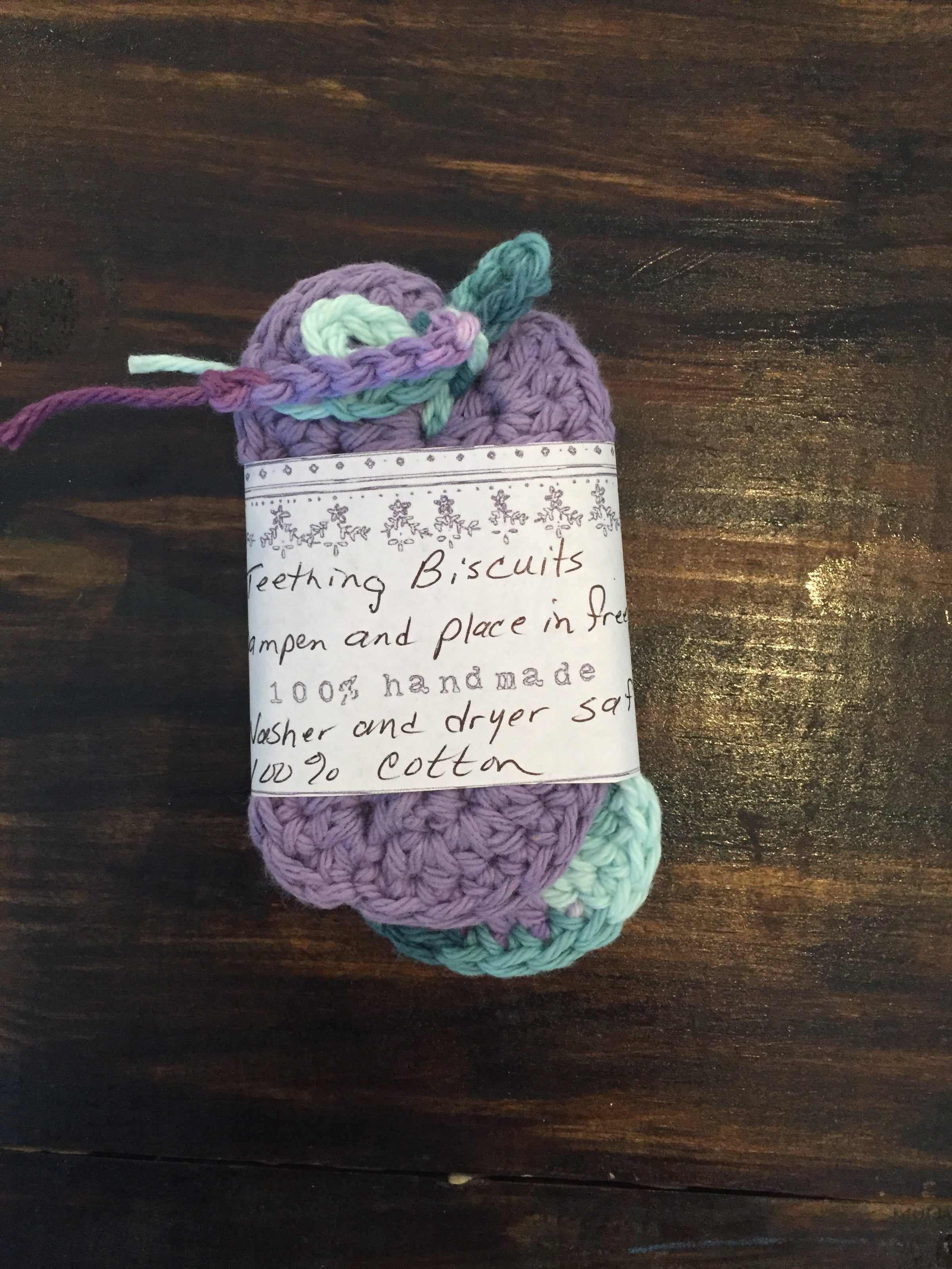 Handmade Teething Biscuit Purple and Moonlight Dapper Diaper Services LLC